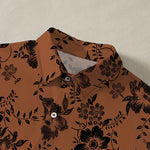Buddha Stones Black Floral Pattern Buttons Wrinkle-resistant Men's Short Sleeve Shirt
