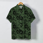 Buddha Stones Black Floral Pattern Buttons Wrinkle-resistant Men's Short Sleeve Shirt