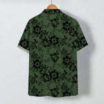 Buddha Stones Black Floral Pattern Buttons Wrinkle-resistant Men's Short Sleeve Shirt