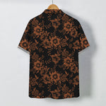 Buddha Stones Black Floral Pattern Buttons Wrinkle-resistant Men's Short Sleeve Shirt