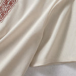Buddha Stones Summer Tang Style Frog Button Embroidery Vines Solid Women's Short Sleeve Shirts