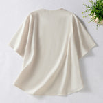 Buddha Stones Summer Tang Style Frog Button Embroidery Vines Solid Women's Short Sleeve Shirts