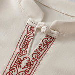 Buddha Stones Summer Tang Style Frog Button Embroidery Vines Solid Women's Short Sleeve Shirts