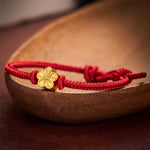 Buddha Stones Hand-Woven Red String Small Peach Blossom Luck Braided Cord Bracelet