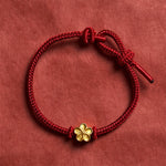 Buddha Stones Hand-Woven Red String Small Peach Blossom Luck Braided Cord Bracelet