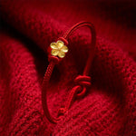 Buddha Stones Hand-Woven Red String Small Peach Blossom Luck Braided Cord Bracelet