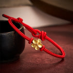 Buddha Stones Hand-Woven Red String Small Peach Blossom Luck Braided Cord Bracelet