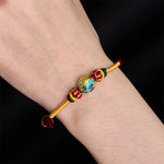 Buddha Stones Copper Dragon Bead Red String Strength Braided Bracelet