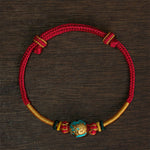 Buddha Stones Copper Dragon Bead Red String Strength Braided Bracelet
