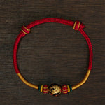 Buddha Stones Copper Dragon Bead Red String Strength Braided Bracelet