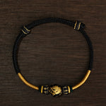 Buddha Stones Copper Dragon Bead Red String Strength Braided Bracelet