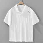 Buddha Stones Summer Casual Minimalist Side Slit Solid Lapel Collar Men's Short Sleeve Shirts