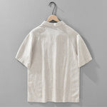Buddha Stones Summer Casual Minimalist Side Slit Solid Lapel Collar Men's Short Sleeve Shirts