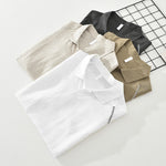 Buddha Stones Summer Casual Minimalist Side Slit Solid Lapel Collar Men's Short Sleeve Shirts