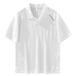 Buddha Stones Summer Casual Minimalist Side Slit Solid Lapel Collar Men's Short Sleeve Shirts