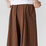 Buddha Stones Summer Vintage Drawstring Striped Ankle Pants Men's Wide Leg Pants With Pocket