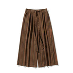 Buddha Stones Summer Vintage Drawstring Striped Ankle Pants Men's Wide Leg Pants With Pocket