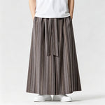 Buddha Stones Summer Vintage Drawstring Striped Ankle Pants Men's Wide Leg Pants With Pocket