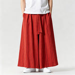 Buddha Stones Summer Vintage Drawstring Striped Ankle Pants Men's Wide Leg Pants With Pocket
