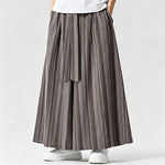 Buddha Stones Summer Vintage Drawstring Striped Ankle Pants Men's Wide Leg Pants With Pocket
