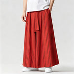 Buddha Stones Summer Vintage Drawstring Striped Ankle Pants Men's Wide Leg Pants With Pocket