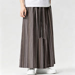 Buddha Stones Summer Vintage Drawstring Striped Ankle Pants Men's Wide Leg Pants With Pocket