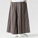 Buddha Stones Summer Vintage Drawstring Striped Ankle Pants Men's Wide Leg Pants With Pocket