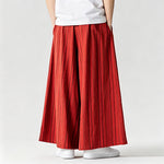 Buddha Stones Summer Vintage Drawstring Striped Ankle Pants Men's Wide Leg Pants With Pocket