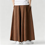 Buddha Stones Summer Vintage Drawstring Striped Ankle Pants Men's Wide Leg Pants With Pocket