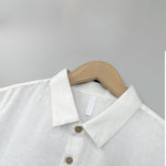 Buddha Stones Summer Casual Side Slit Solid Linen Men's Short Sleeve Shirts