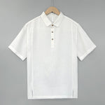 Buddha Stones Summer Casual Side Slit Solid Linen Men's Short Sleeve Shirts