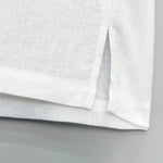 Buddha Stones Summer Casual Side Slit Solid Linen Men's Short Sleeve Shirts
