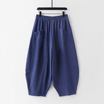 Buddha Stones 2Pcs Spring Summer Casual Tang Style Drawstring Solid Shirt Cropped Pants Men's Meditation Cloth With Pocket