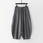 Buddha Stones 2Pcs Spring Summer Casual Tang Style Drawstring Solid Shirt Cropped Pants Men's Meditation Cloth With Pocket