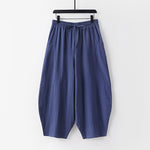 Buddha Stones 2Pcs Spring Summer Casual Tang Style Drawstring Solid Shirt Cropped Pants Men's Meditation Cloth With Pocket