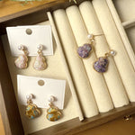 Buddha Stones Song Brocade Pearl Gourd Healing Handmade Stud Dangle Earrings