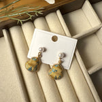 Buddha Stones Song Brocade Pearl Gourd Healing Handmade Stud Dangle Earrings