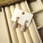 Buddha Stones Song Brocade Pearl Gourd Healing Handmade Stud Dangle Earrings
