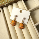 Buddha Stones Song Brocade Pearl Gourd Healing Handmade Stud Dangle Earrings