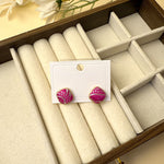 Buddha Stones Handmade Song Brocade Protection Geometric Square Stud Earrings