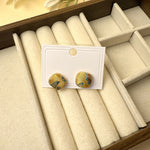Buddha Stones Handmade Song Brocade Protection Geometric Square Stud Earrings