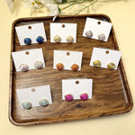 Buddha Stones Handmade Song Brocade Protection Geometric Square Stud Earrings