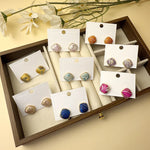 Buddha Stones Handmade Song Brocade Protection Geometric Square Stud Earrings
