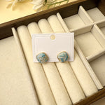 Buddha Stones Handmade Song Brocade Protection Geometric Square Stud Earrings
