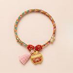 Buddha Stones Handwoven Five Color Apple Money Bag Gourd Chinese Lock Charm Protection Bracelet