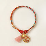 Buddha Stones Handwoven Five Color Apple Money Bag Gourd Chinese Lock Charm Protection Bracelet