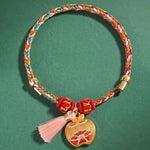 Buddha Stones Handwoven Five Color Apple Money Bag Gourd Chinese Lock Charm Protection Bracelet