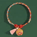 Buddha Stones Handwoven Five Color Apple Money Bag Gourd Chinese Lock Charm Protection Bracelet