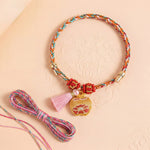 Buddha Stones Handwoven Five Color Apple Money Bag Gourd Chinese Lock Charm Protection Bracelet