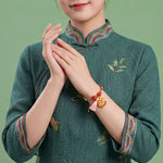 Buddha Stones Handwoven Five Color Apple Money Bag Gourd Chinese Lock Charm Protection Bracelet
